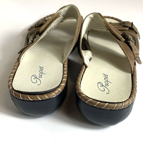 Propet Kelowna Light Brown Leather Adjustable Comfort Slide Sandals Sz 9.5XX 4E - Picture 9 of 15